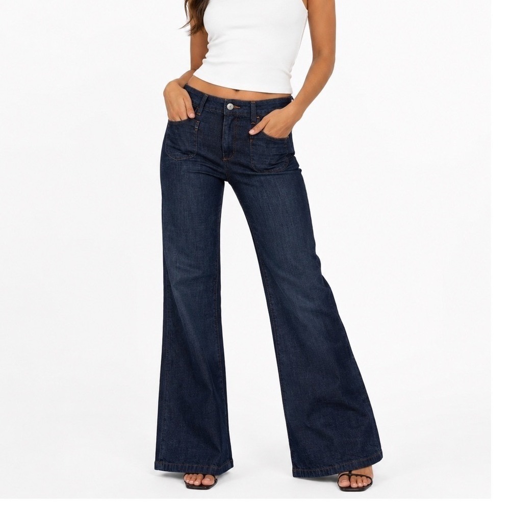 Dennin jeans Joes Jeans Leila Dark Wash Wide Leg Flare Denim Jeans Blue Women 33